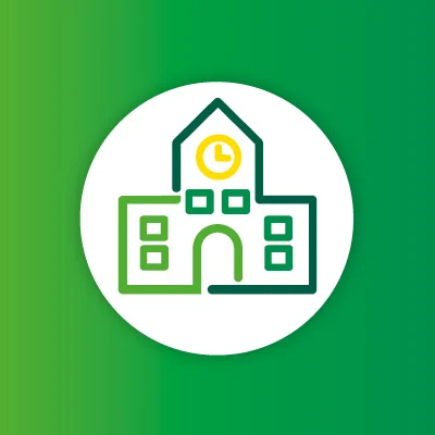 Logo der Kategorie "Kommunale Beteiligungsvorhaben" vor einem grünen Hintergrund.