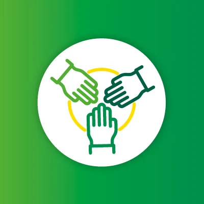 Logo der Kategorie "Zivilgesellschaftliche Beteiligungsvorhaben" vor einem grünen Hintergrund.